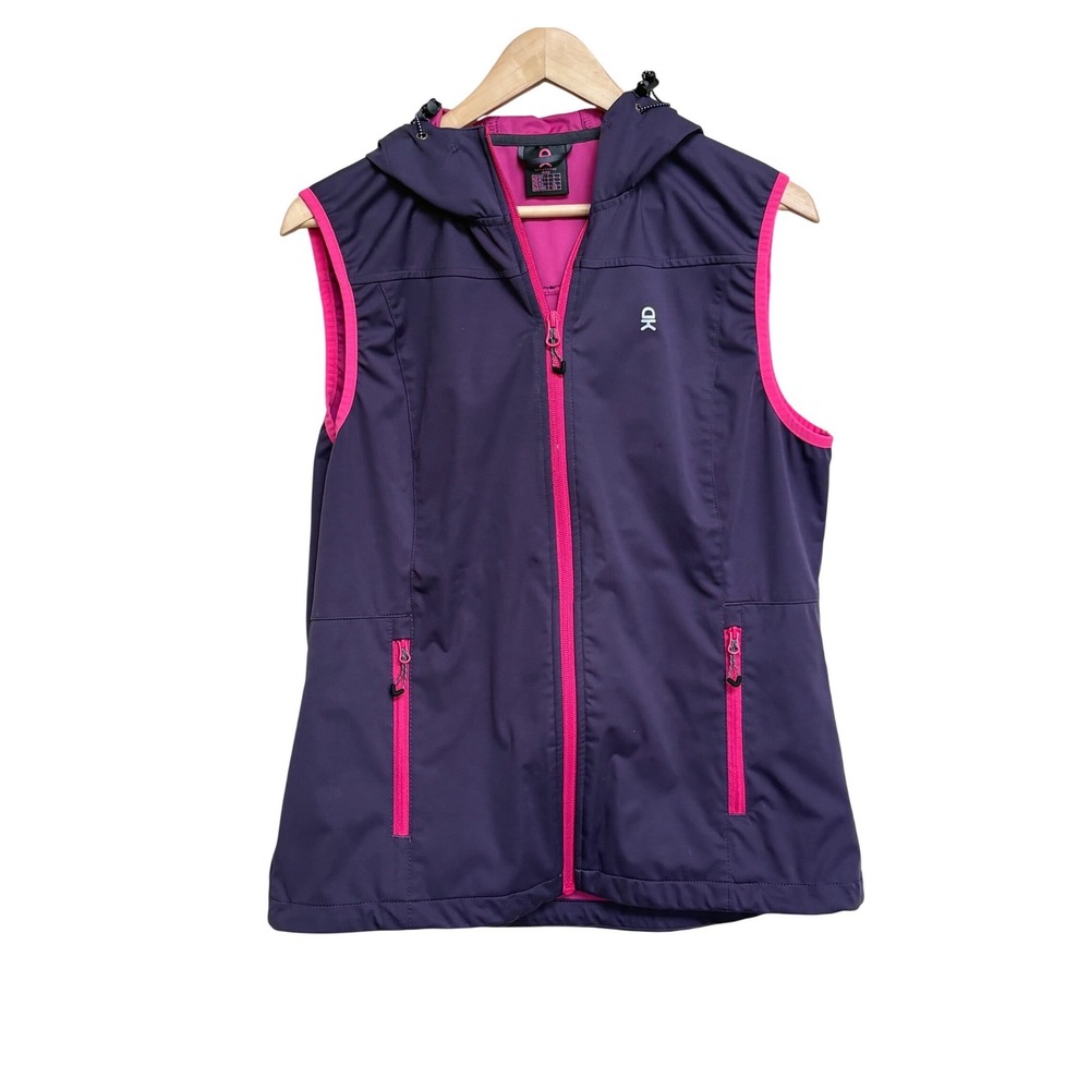 Little Donkey Andy Womens Purple Pink Hooded Softshell Vest Full Zip Size L